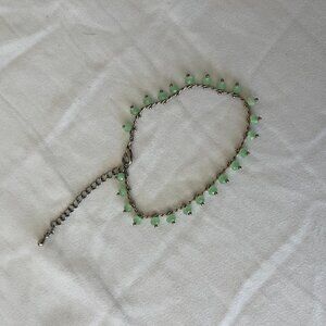 Bracelet Mint Green Gem Stone Beads Silver Chain Lobster Claw VGUC